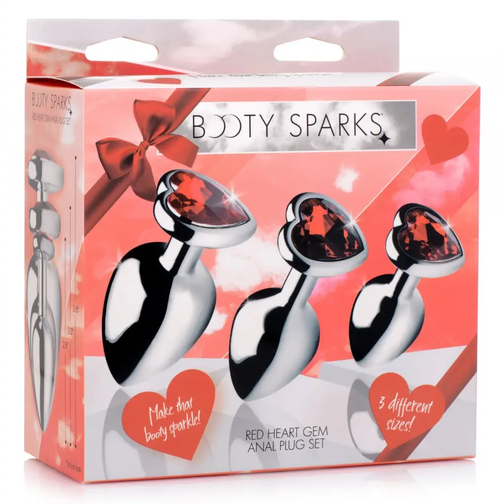Booty Sparks™ Red Heart Gem Anal Plug Set - Butt