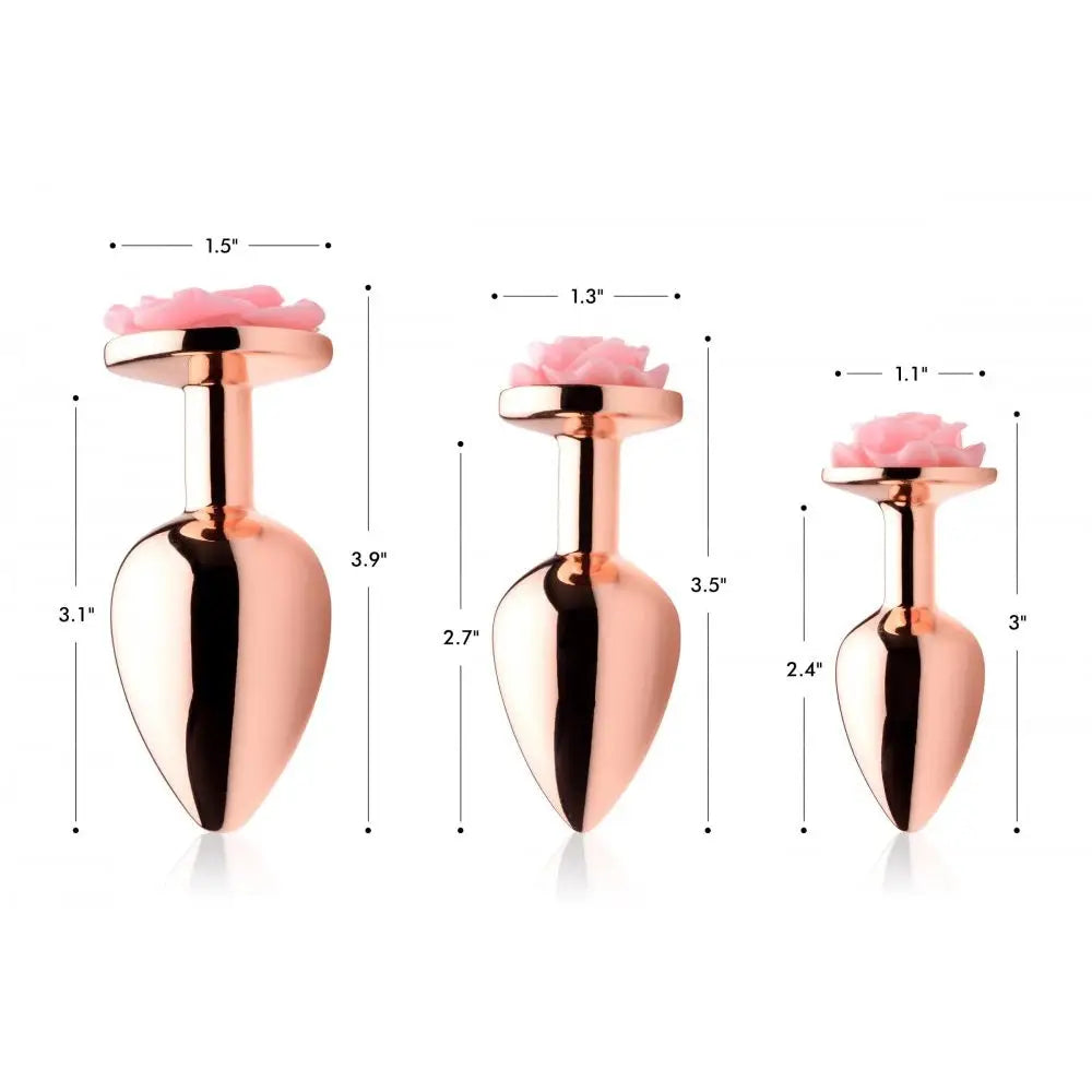 Booty Sparks™ Rose Gold Anal Plug with Pink Flower - Butt