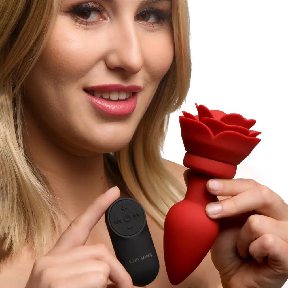 Booty Sparks™ Vibrating Rose Anal Plug with Remote - Butt