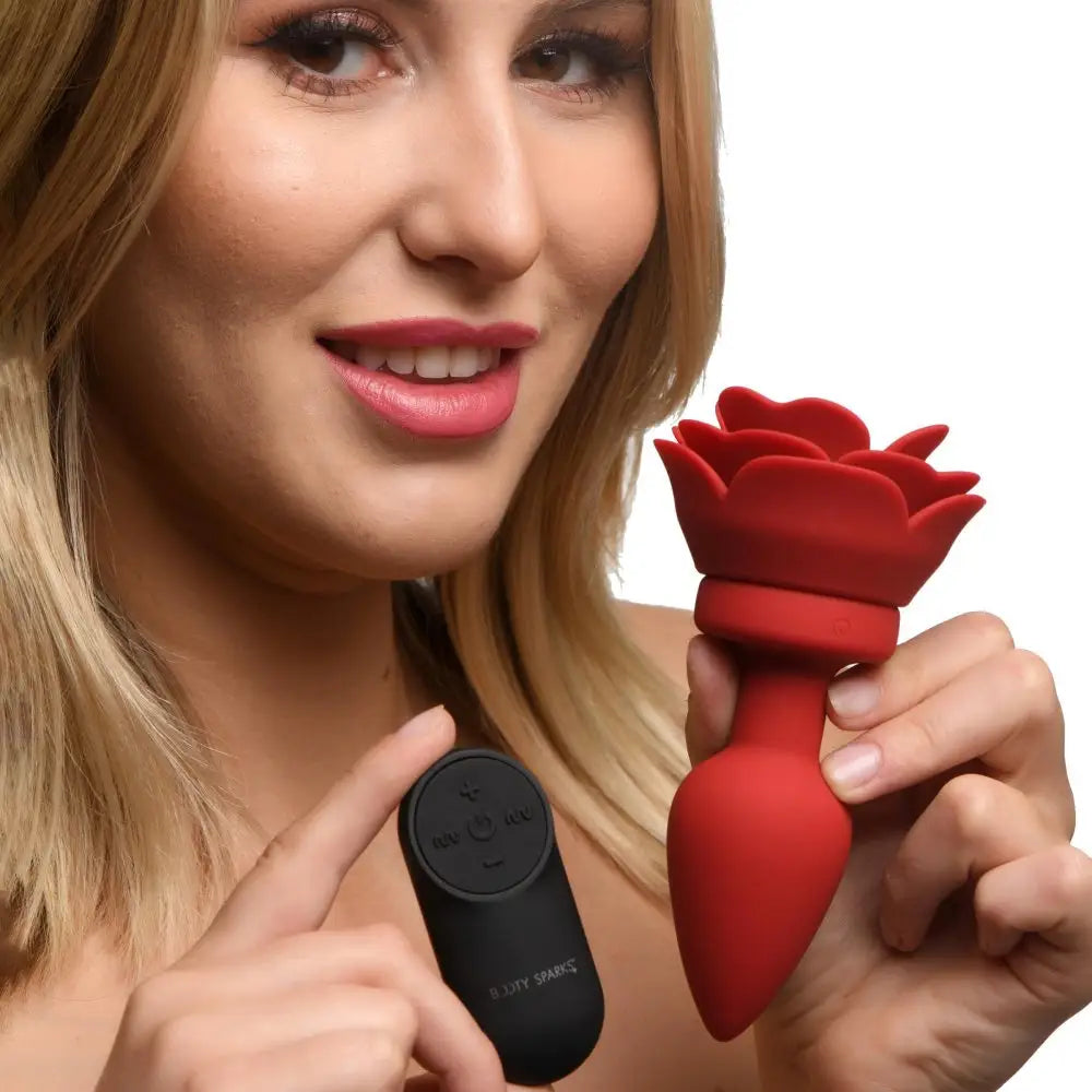 Booty Sparks™ Vibrating Rose Anal Plug with Remote - Butt