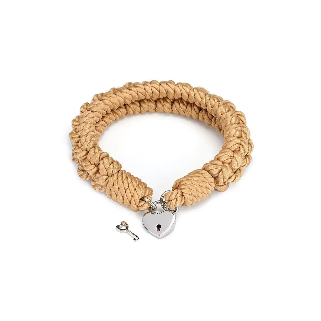 Khaki Bound You II Shibari Bondage Rope Collar with Lock