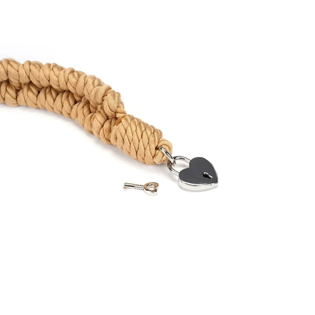 Khaki Bound You II Shibari Bondage Rope Collar with Lock