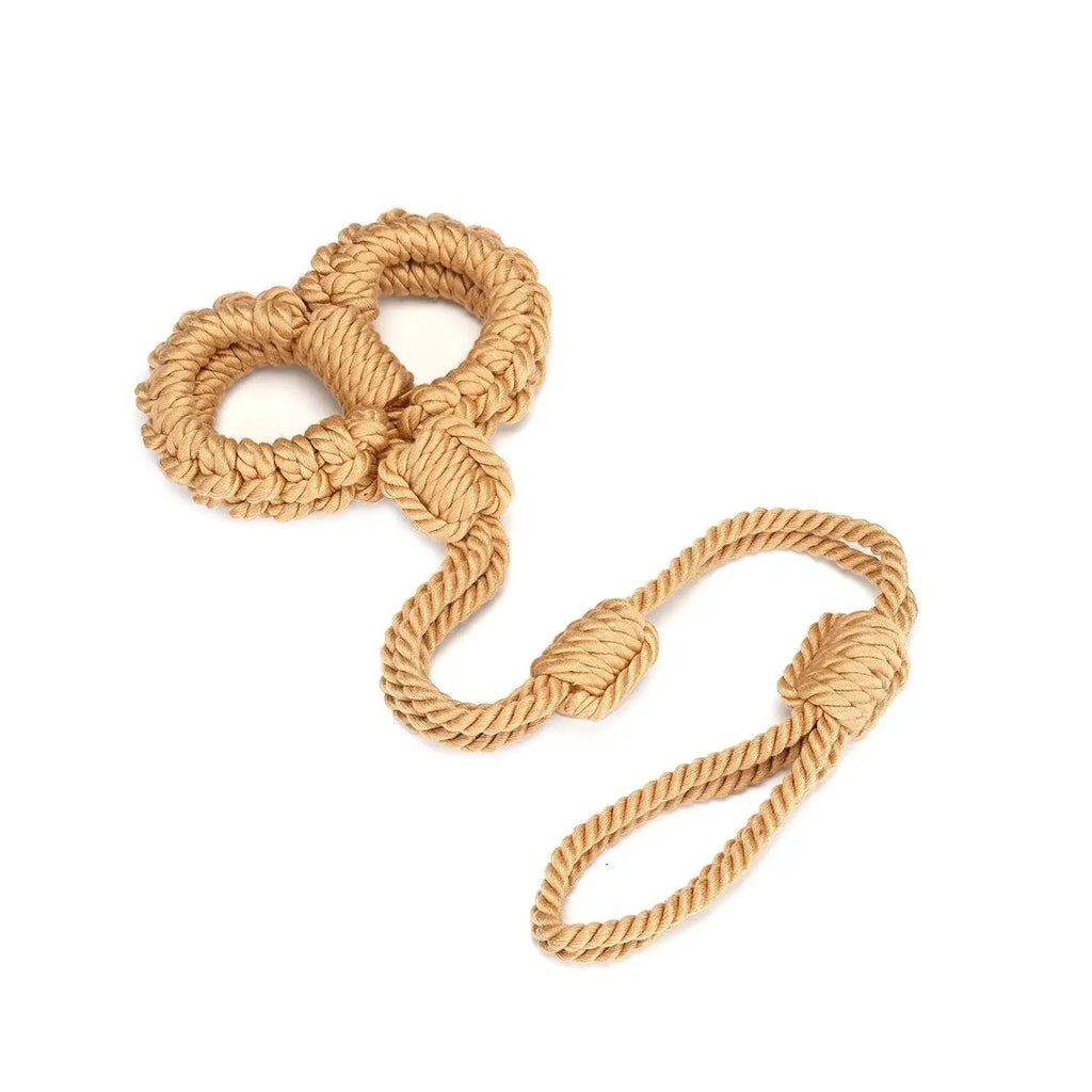 Khaki Bound You II Shibari Bondage Rope Wrist Cuffs with Leash