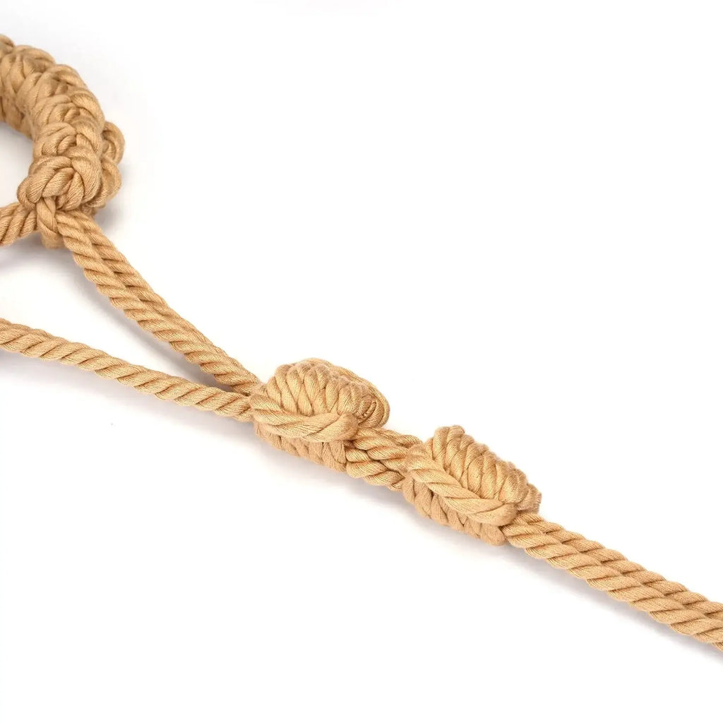Khaki Bound You II Shibari Bondage Rope Wrist Cuffs with Leash