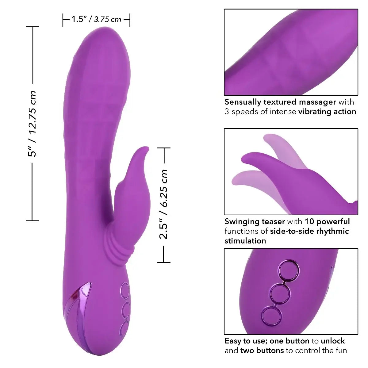 CalExotics® CalExotics California Dreaming Valley Vamp - Side-to-Side Rhythmic Rabbit Vibrator Purple