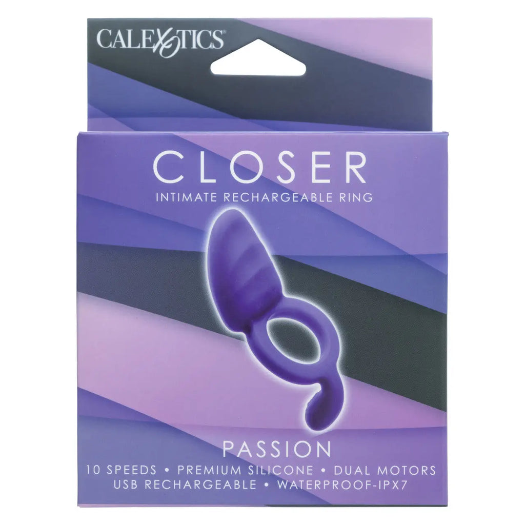 CalExotics® CalExotics | Closer™ Intimate Rechargeable Vibrating Ring, Dual Motors & 10 Speeds Purple