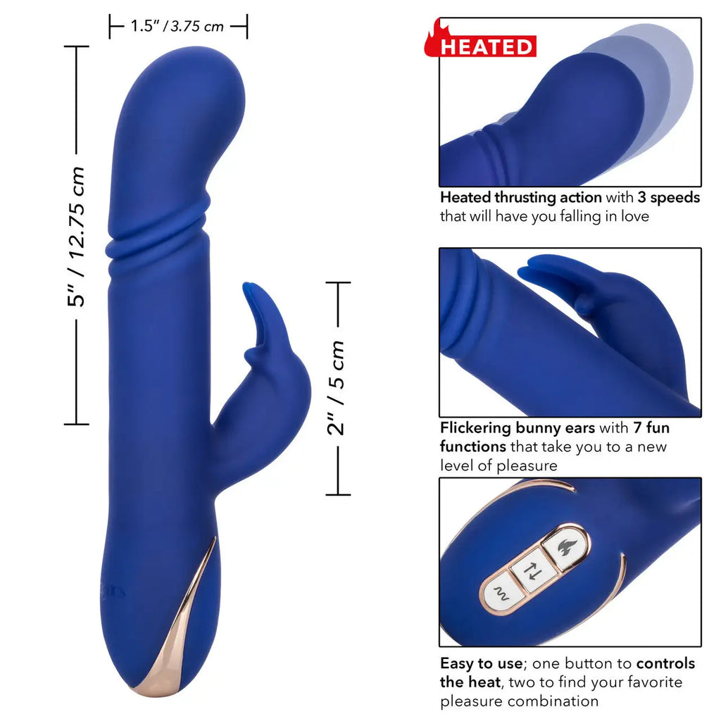 CalExotics® CalExotics Jack Rabbit Heated Thrusting G-Spot Vibrator - Rechargeable & Waterproof Blue