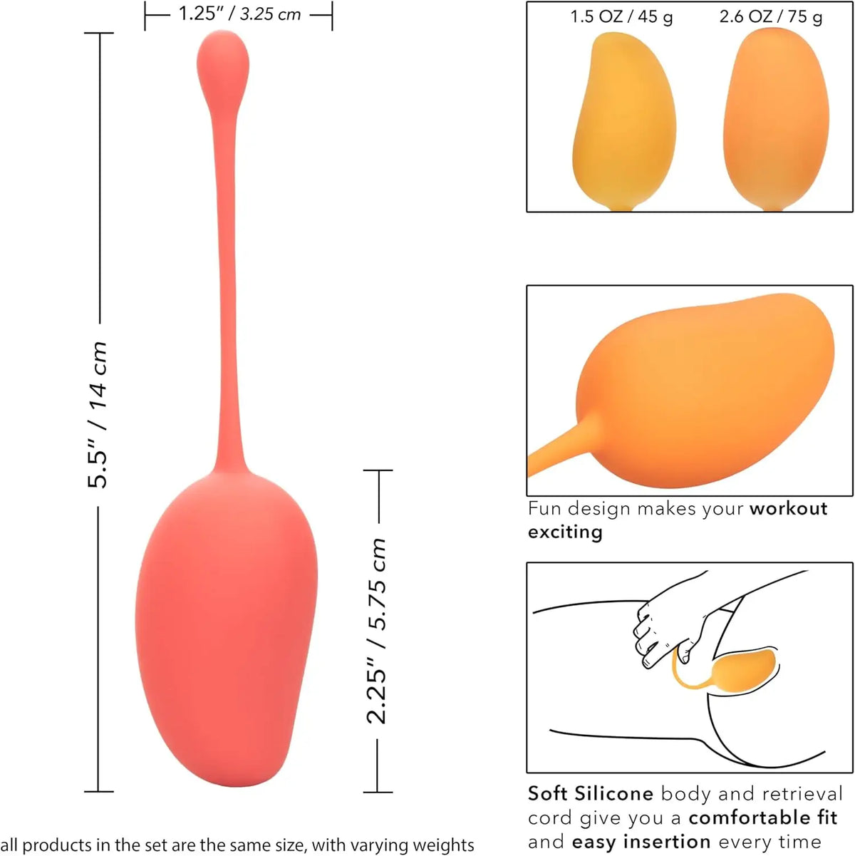 CalExotics® CalExotics Mango 3-Piece Progressive Kegel Training Set - 45g to 75g Orange