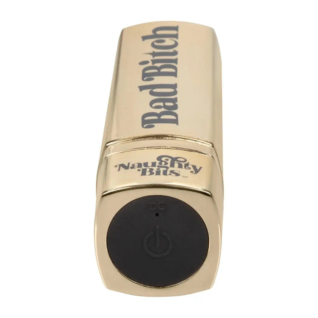 CalExotics® CalExotics Naughty Bits Bad Bitch Lipstick Vibrator - Discreet 10 Speed Rechargeable Gold
