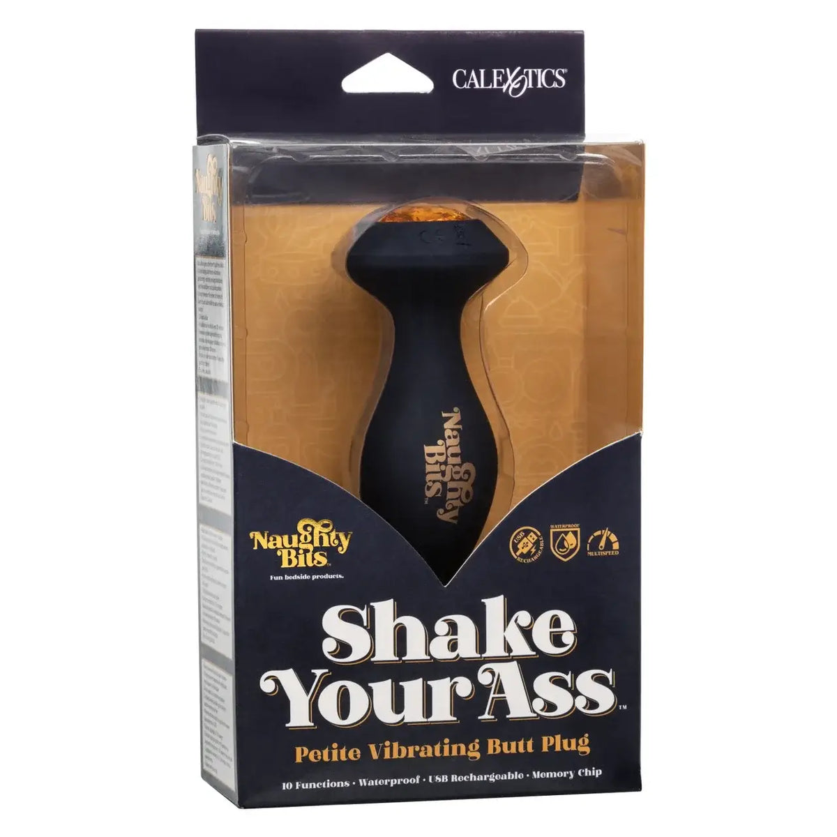 CalExotics® CalExotics Naughty Bits Shake Your Ass Petite Vibrating Butt Plug - 10 Speed Rechargeable Black