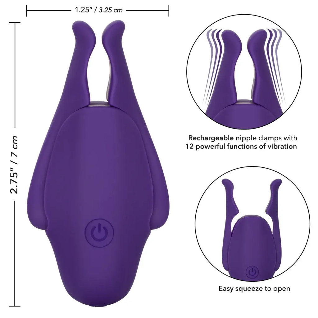 CalExotics® CalExotics NipplePlay Rechargeable Nipplettes - 12 Mode Vibrating Nipple Clamps
