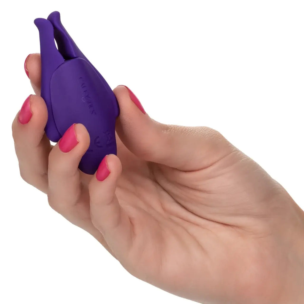 CalExotics® CalExotics NipplePlay Rechargeable Nipplettes - 12 Mode Vibrating Nipple Clamps Purple