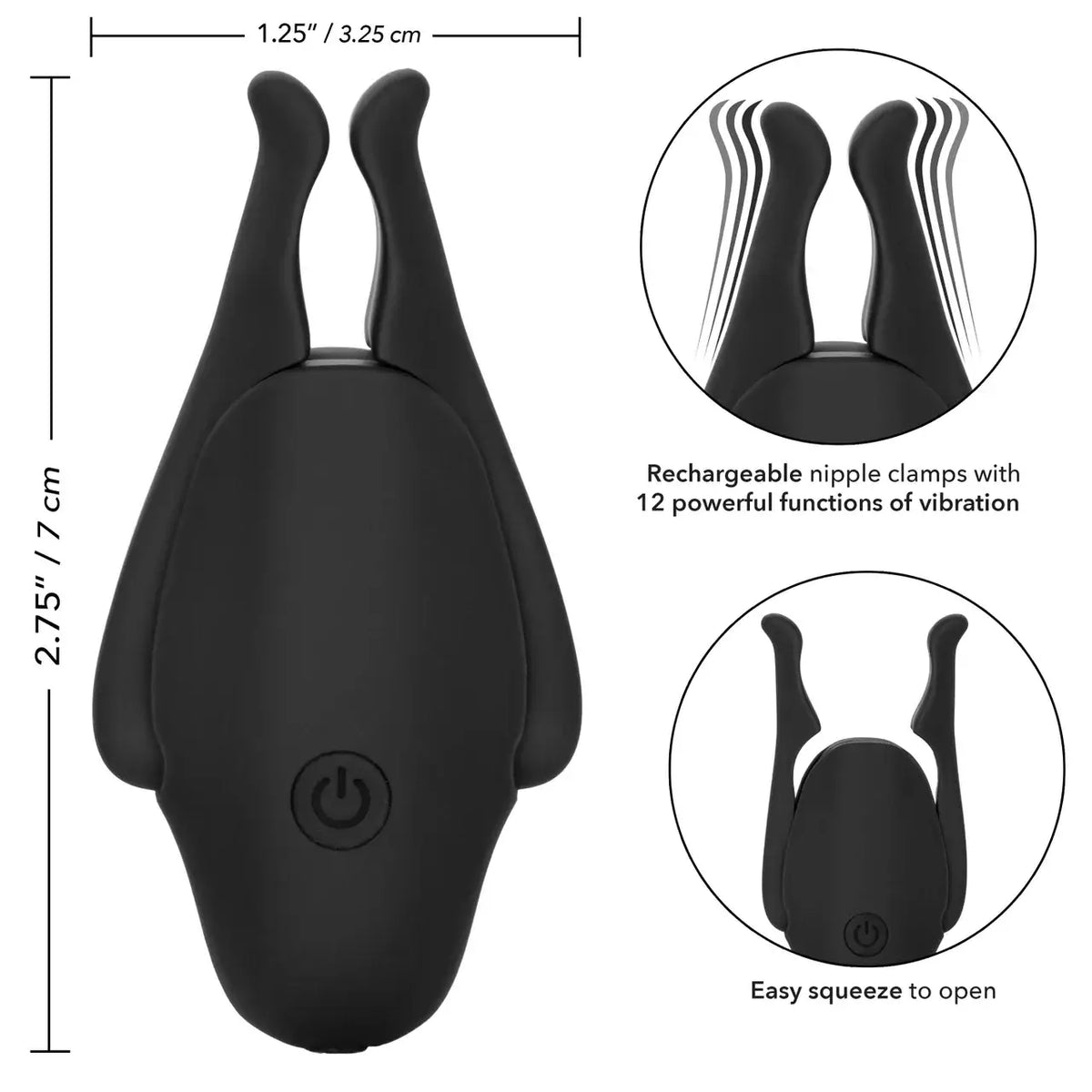 CalExotics® CalExotics NipplePlay Rechargeable Nipplettes - 12 Mode Vibrating Nipple Clamps