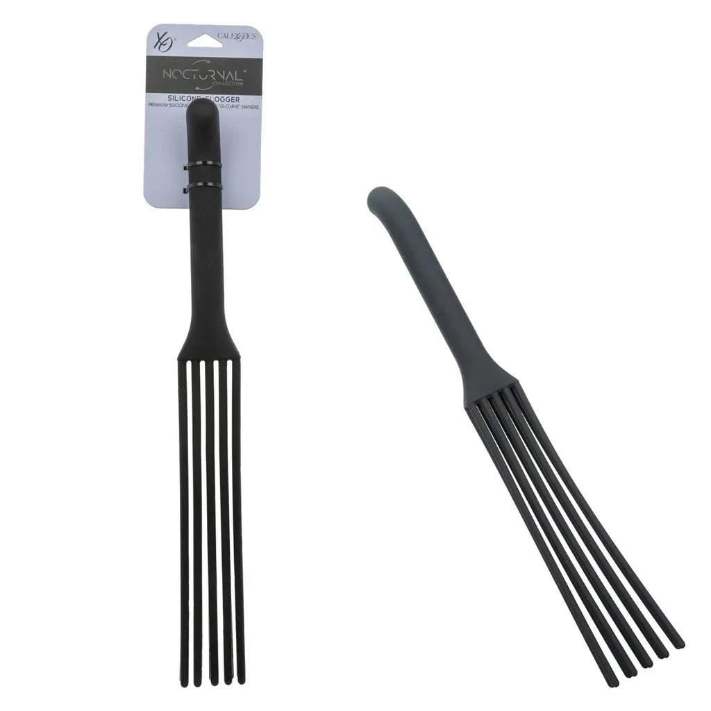 CalExotics® CalExotics Nocturnal Silicone Flogger with G-Curve Handle Black