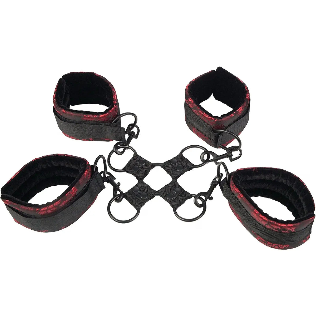 CalExotics® CalExotics Scandal Hogtie - 4-Point Wrist & Ankle Restraint with Velcro Cuffs Red