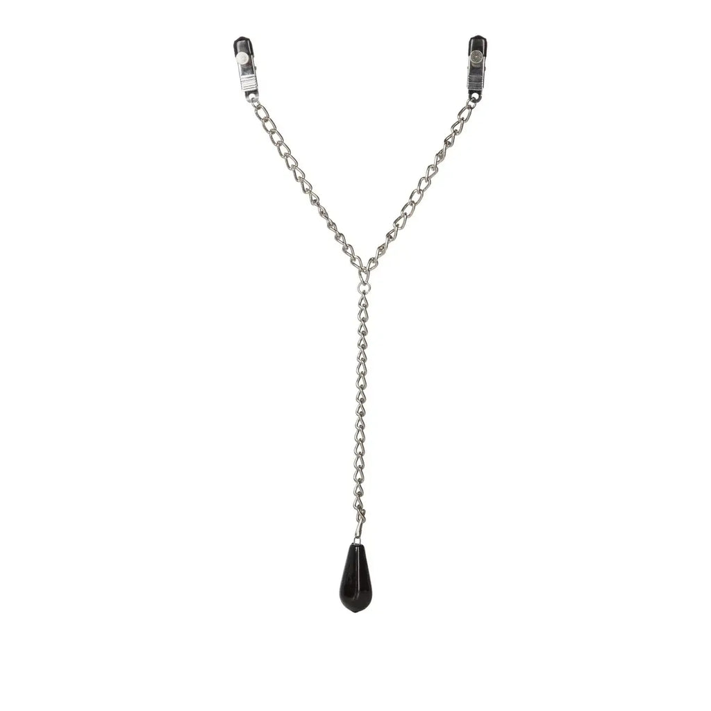 CalExotics® CalExotics Weighted Nipple Clamps with Adjustable Pressure & Chain Pendant Silver