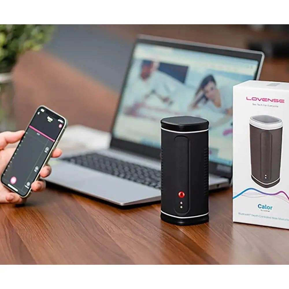 Black Calor Bluetooth Depth-Controlled Vibrating and Heating Masturbator