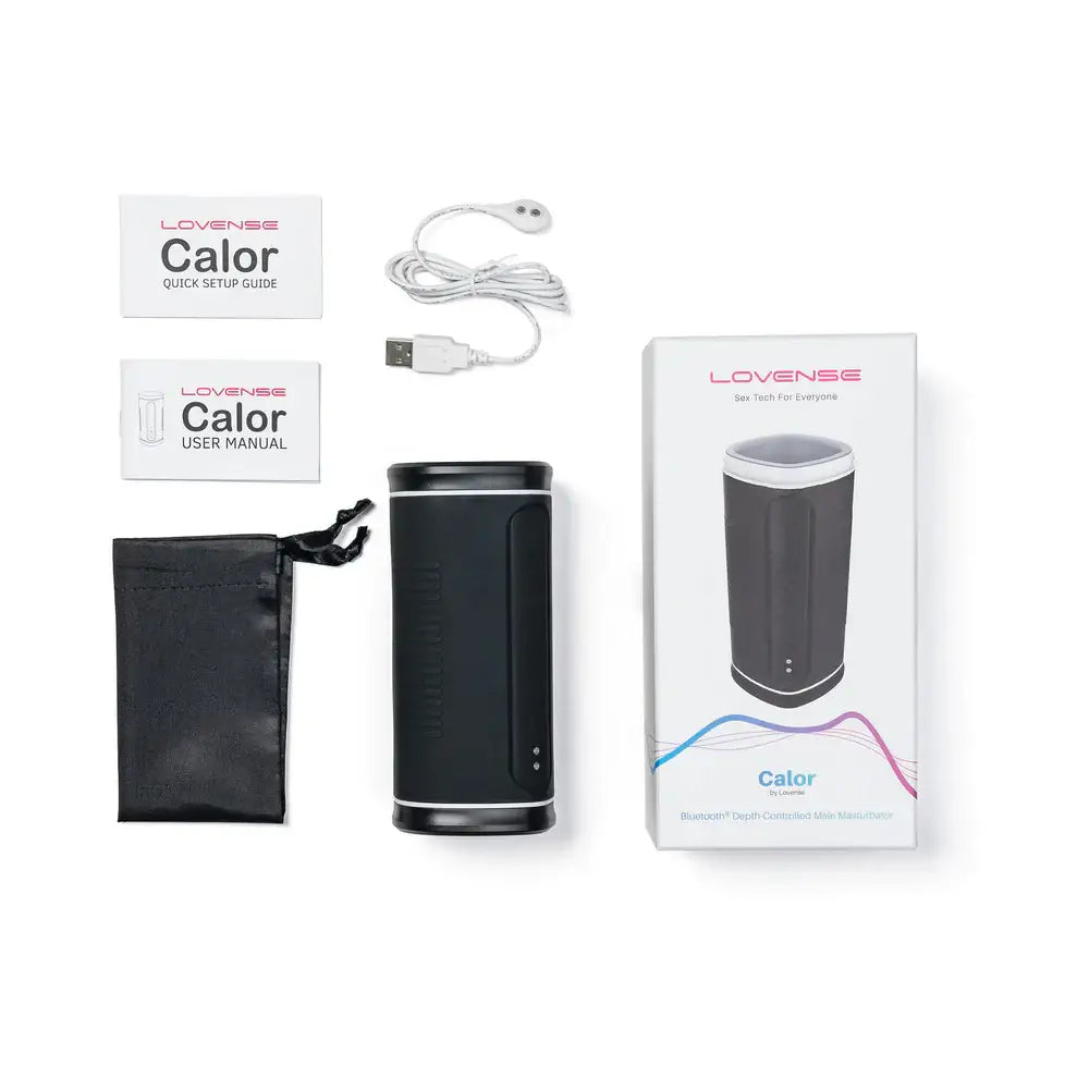 Black Calor Bluetooth Depth-Controlled Vibrating and Heating Masturbator