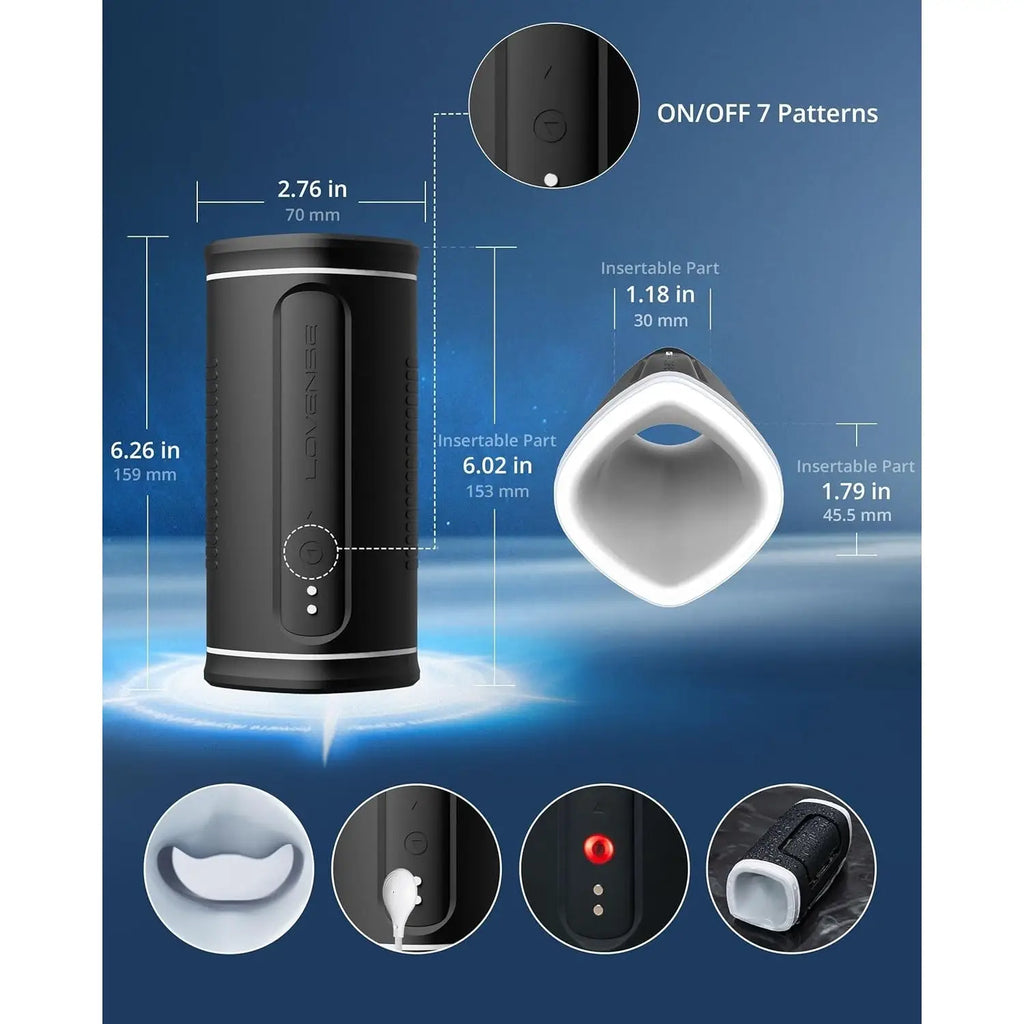 Black Calor Bluetooth Depth-Controlled Vibrating and Heating Masturbator