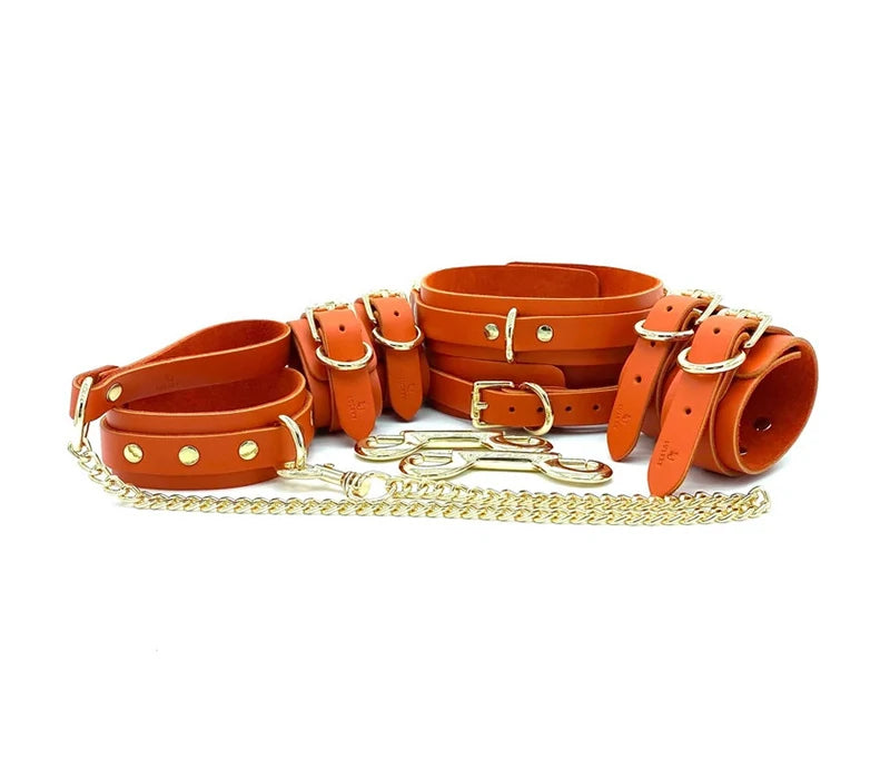 Lulexy Candice 7-Piece Leather Luxury Bondage Set Orange - Rolik®
