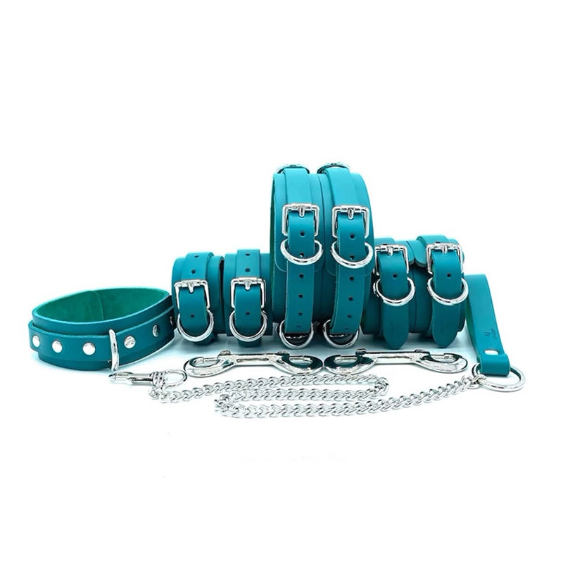Lulexy Candice 7-Piece Leather Luxury Bondage Set Teal - Rolik®