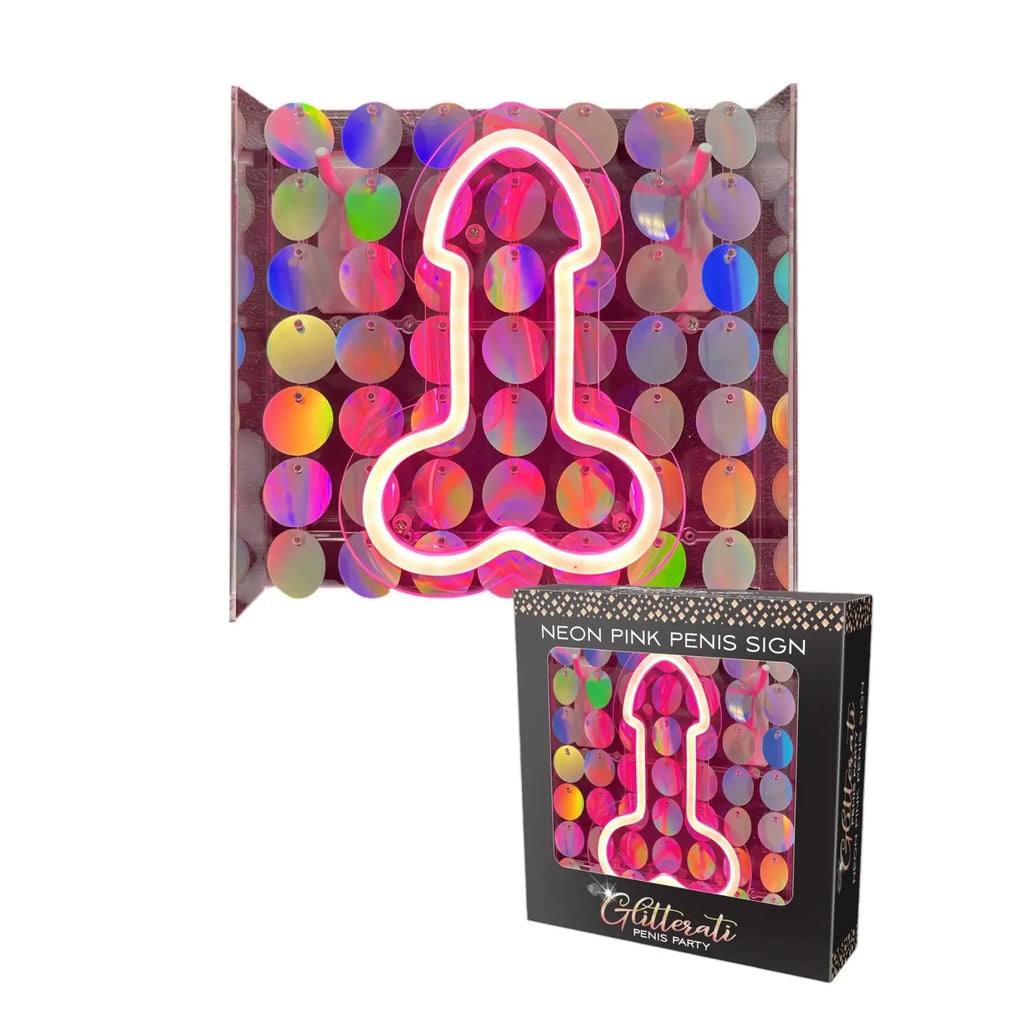 Candyprints® Glitterati Penis Party LED Neon Pink Sign - Lighting