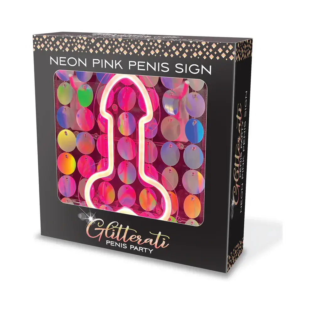 Candyprints® Glitterati Penis Party LED Neon Pink Sign - Lighting