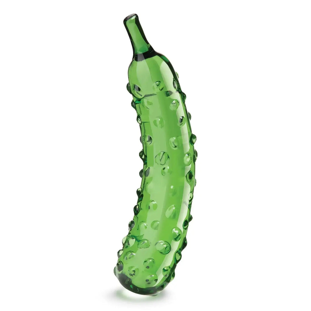 Green Caressing Cucumber 8.25’’ Glass Dildo