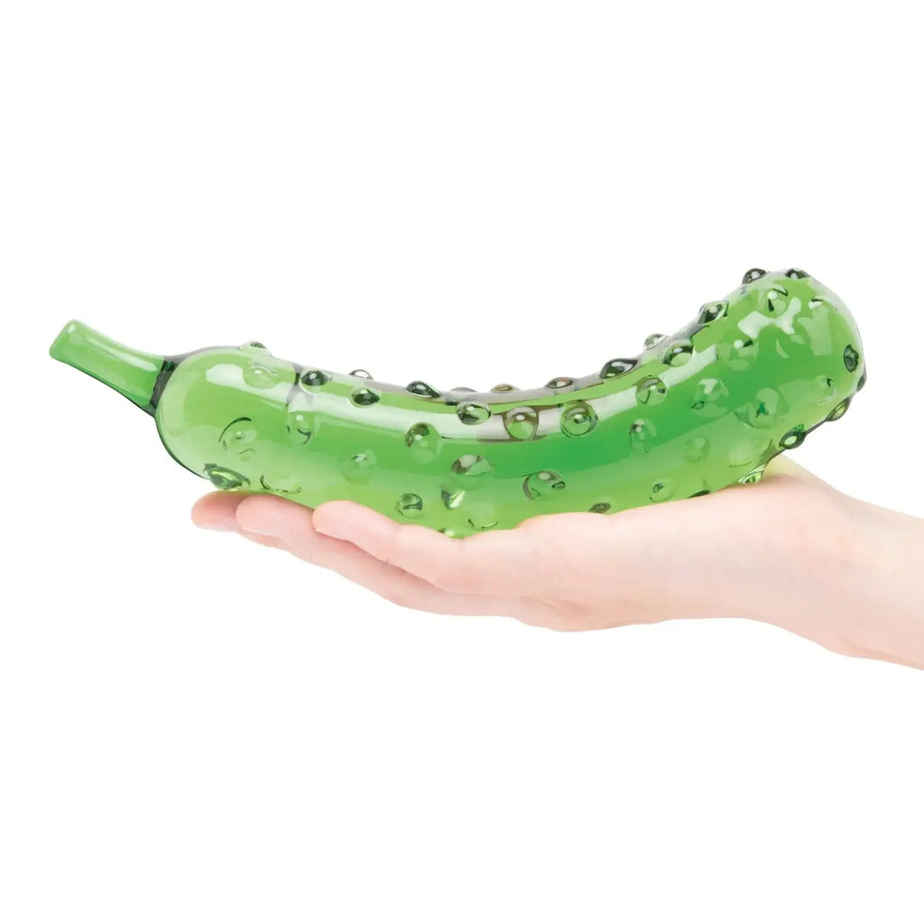 Green Caressing Cucumber 8.25’’ Glass Dildo