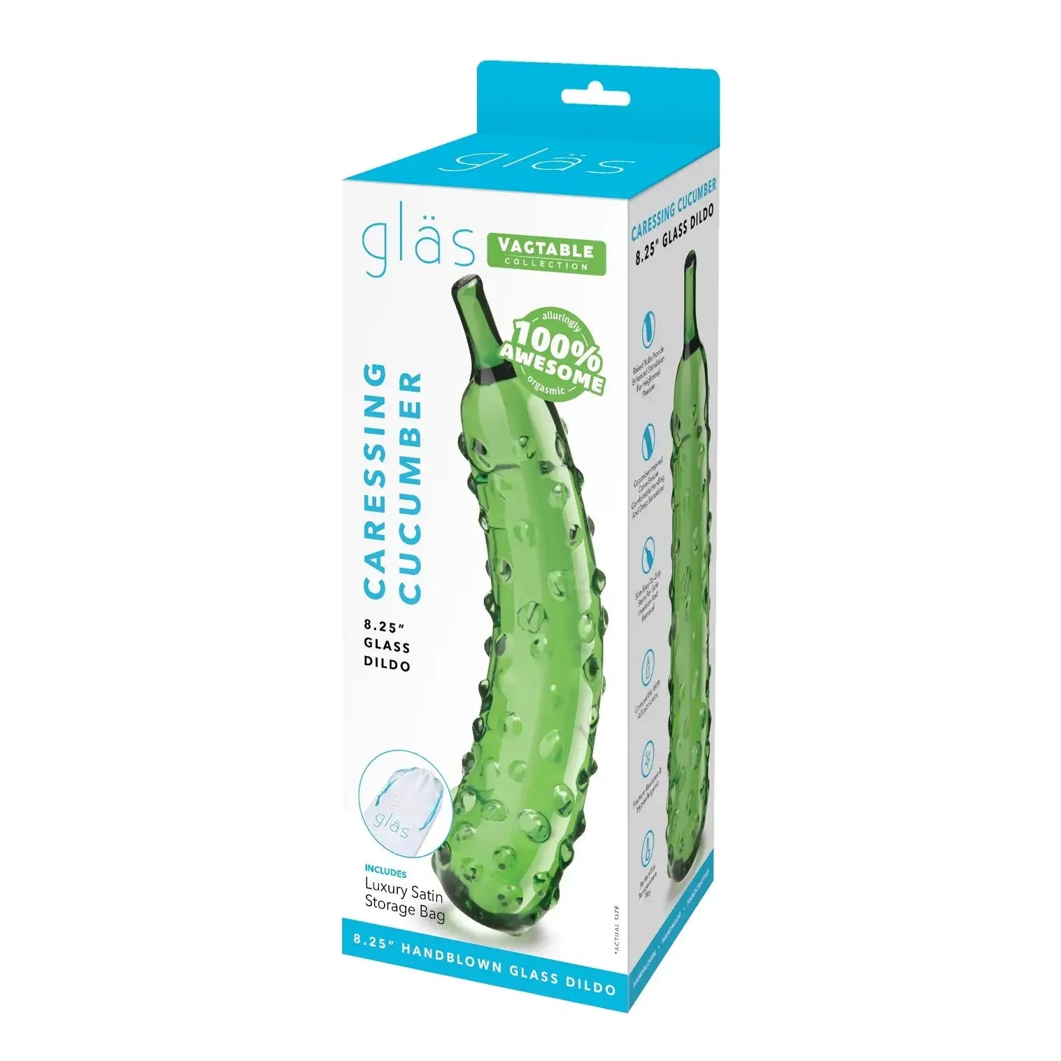 Green Caressing Cucumber 8.25’’ Glass Dildo