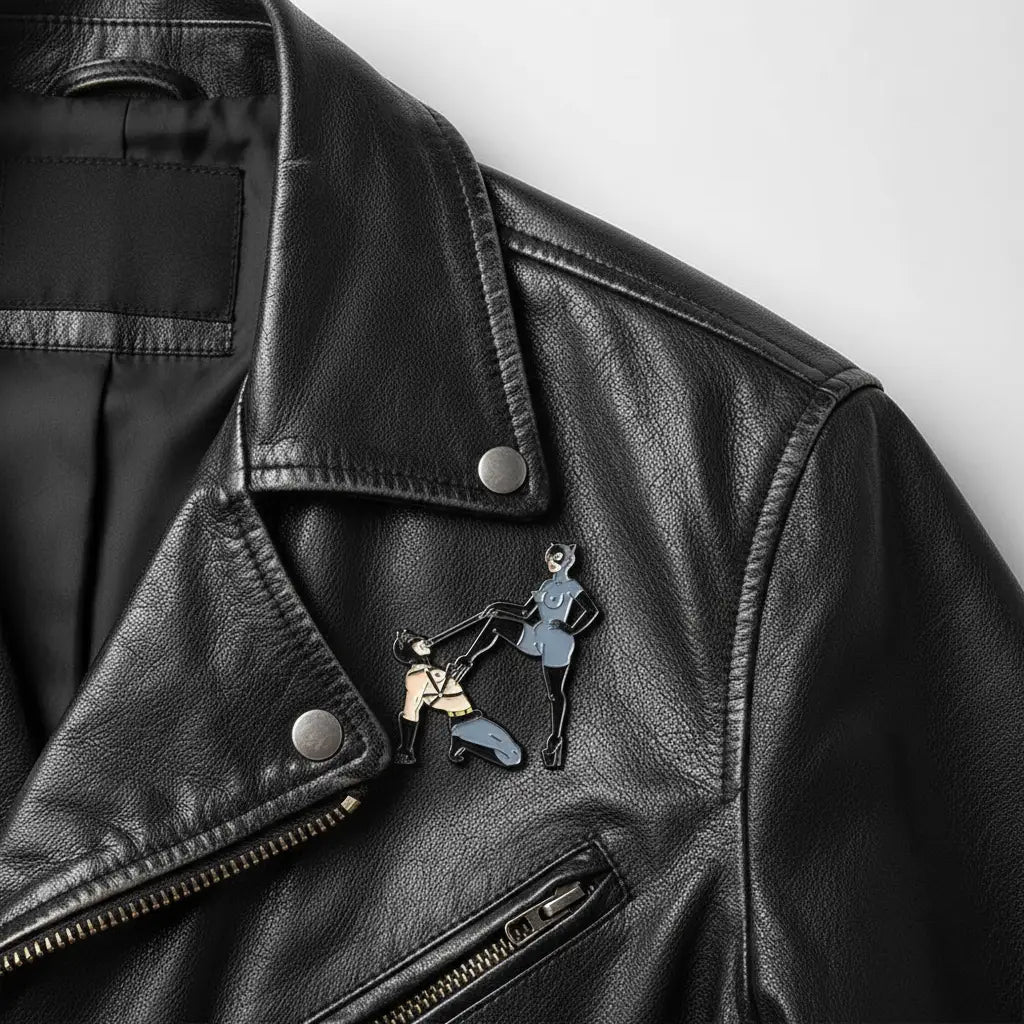 Multicolor Cat and Bat Enamel Pin