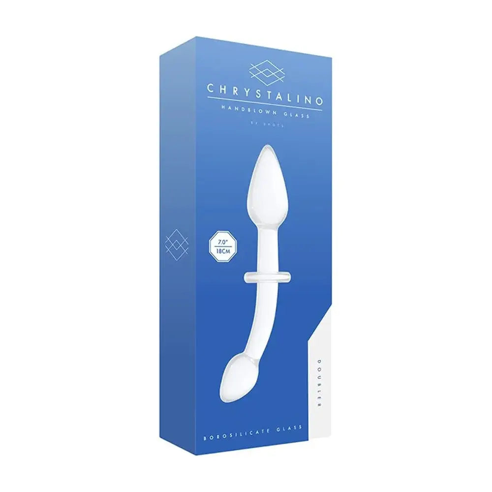 Chrystalino Handcrafted Doubler Wand Glass Dildo - White