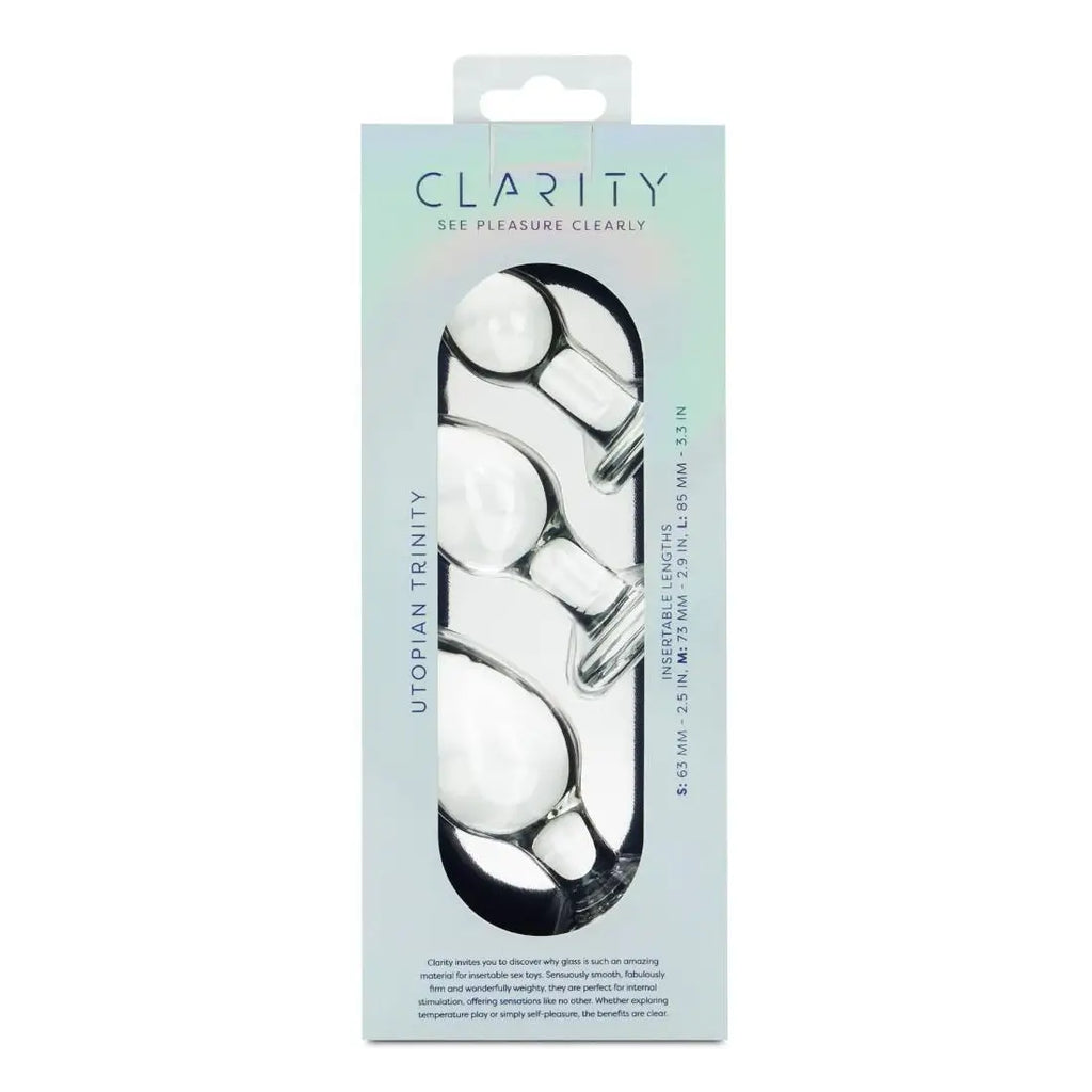 Clarity Utopian Trinity 3-Piece Glass Butt Plug Set