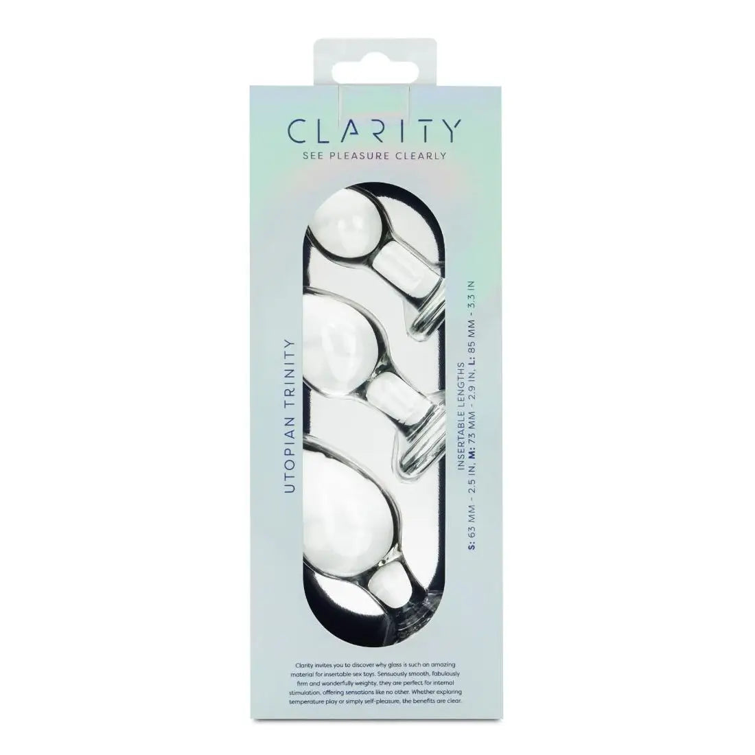 Clarity Utopian Trinity 3-Piece Glass Butt Plug Set