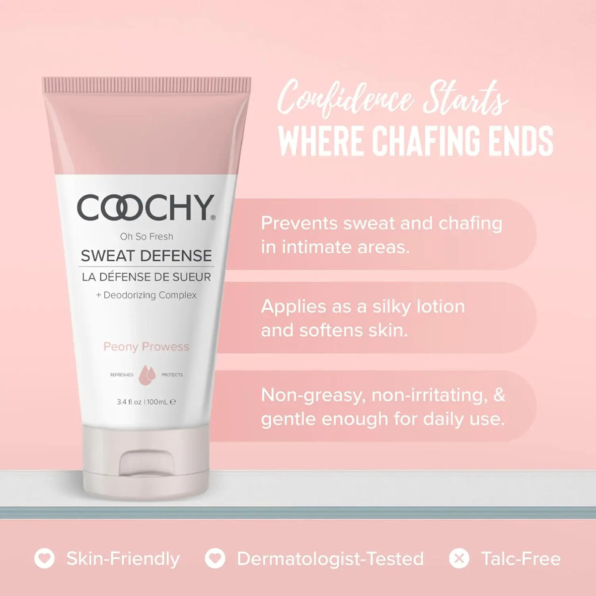 Classic Brands Coochy Sweat Defense Lotion-to-Powder - Talc-Free Intimate Care 3.4 fl. oz.