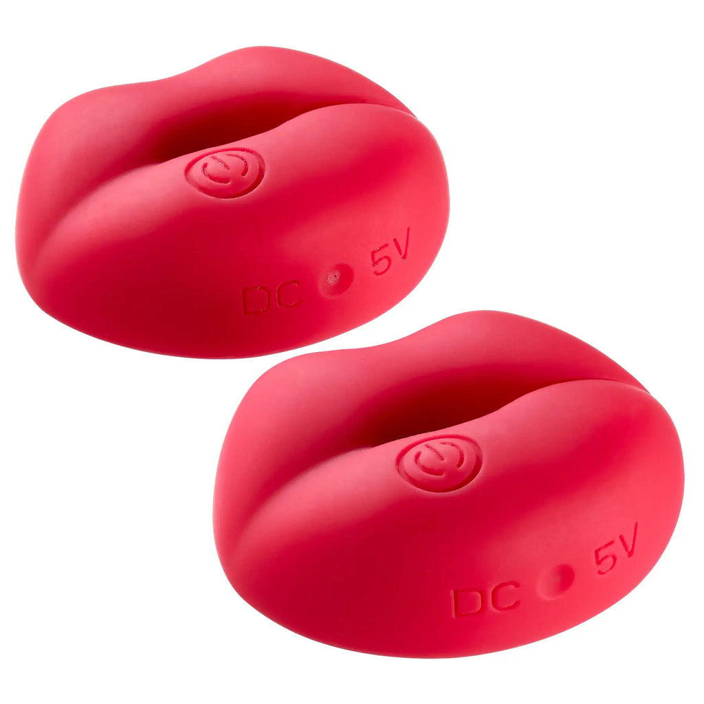 Cloud 9 Novelties™ Naughty Lips Vibrating Nipple Clamps Red