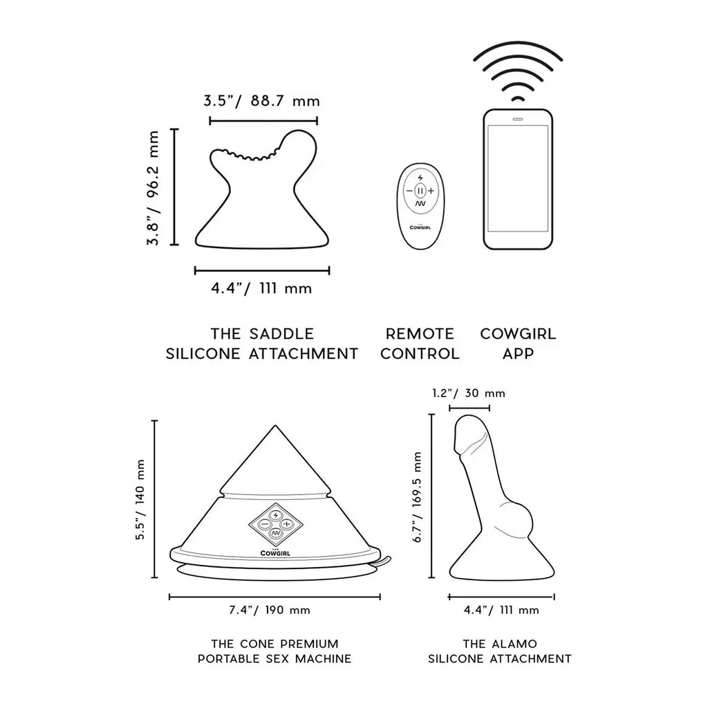 The Cowgirl™ Cone Portable Premium Sex Machine - Black - Vibrator
