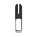 A sleek, modern personal care device with a matte black silicone top and a polished silver metallic body, shown against a solid white background.