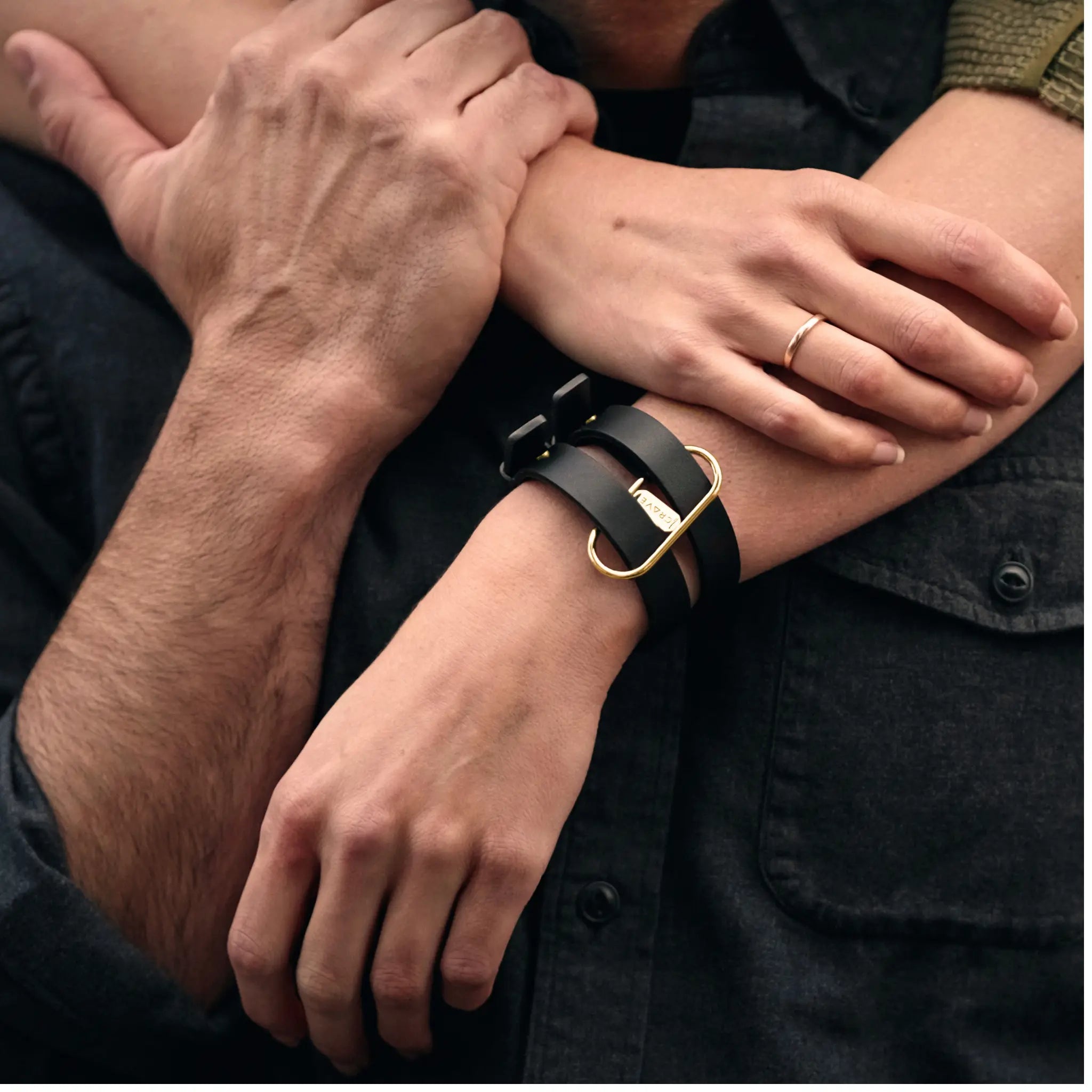 CRAVE Icon Cuffs – Leather & Stainless Steel Restraint Bracelet