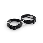 CRAVE Icon Cuffs – Leather & Stainless Steel Restraint Bracelet Black and Silver