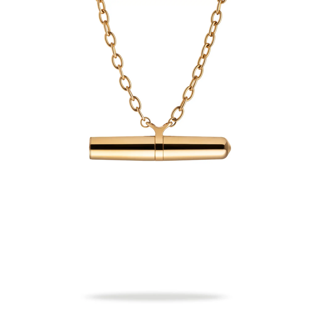 CRAVE Tease Vibrating Necklace | Wearable Stainless Steel Vibrator 24kt Gold