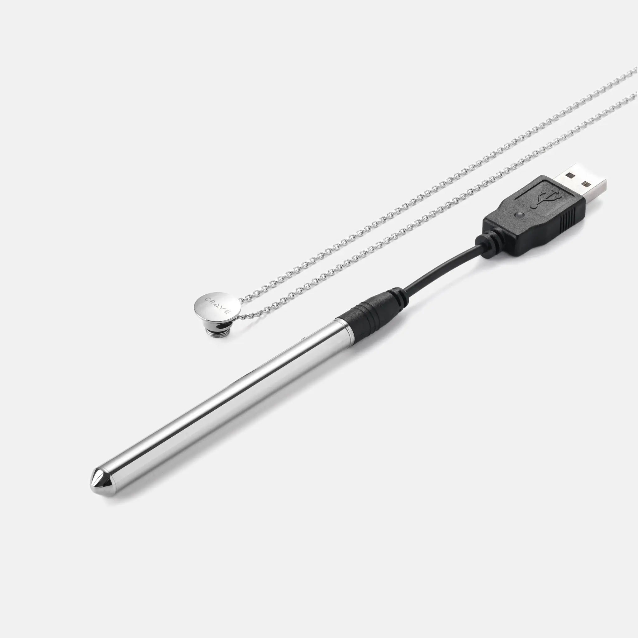 CRAVE Vesper Vibrator Necklace – Stainless Steel Wearable Silver