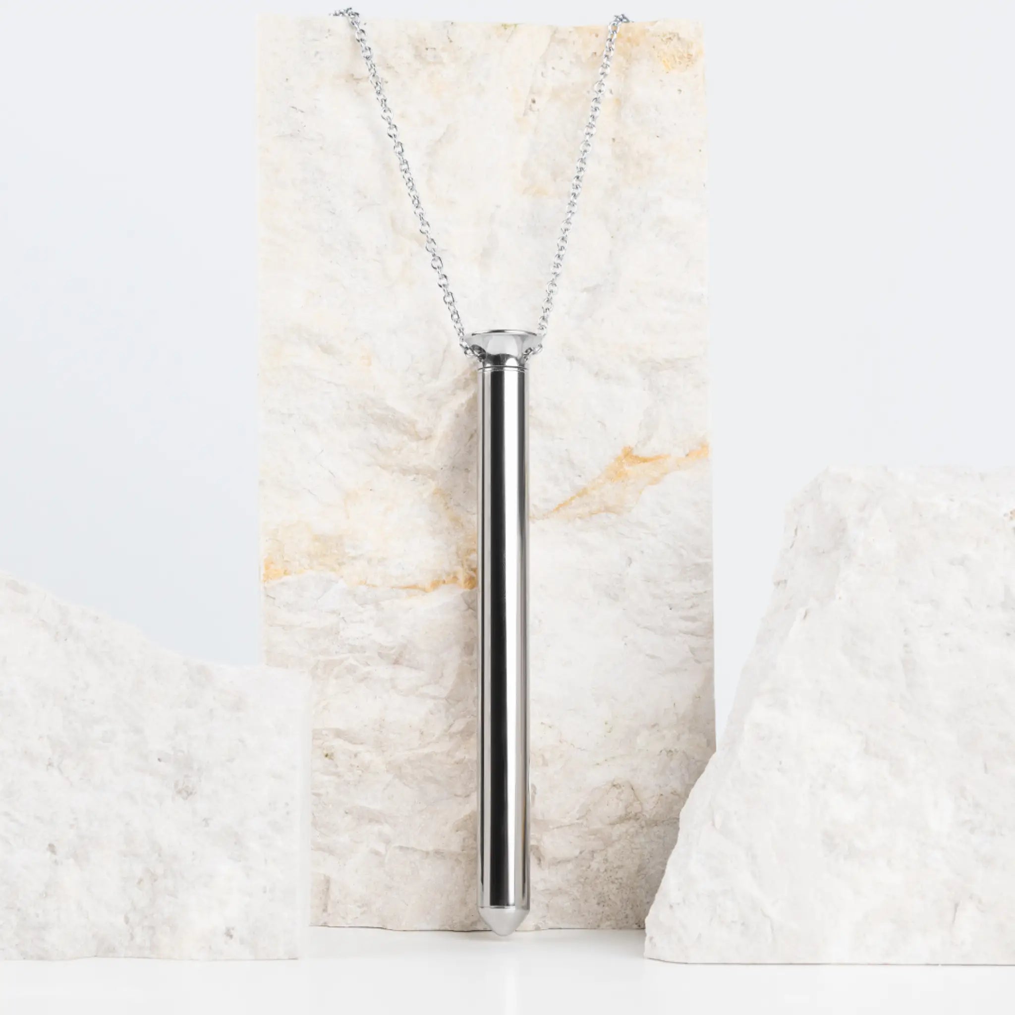 CRAVE Vesper Vibrator Necklace – Stainless Steel Wearable Silver