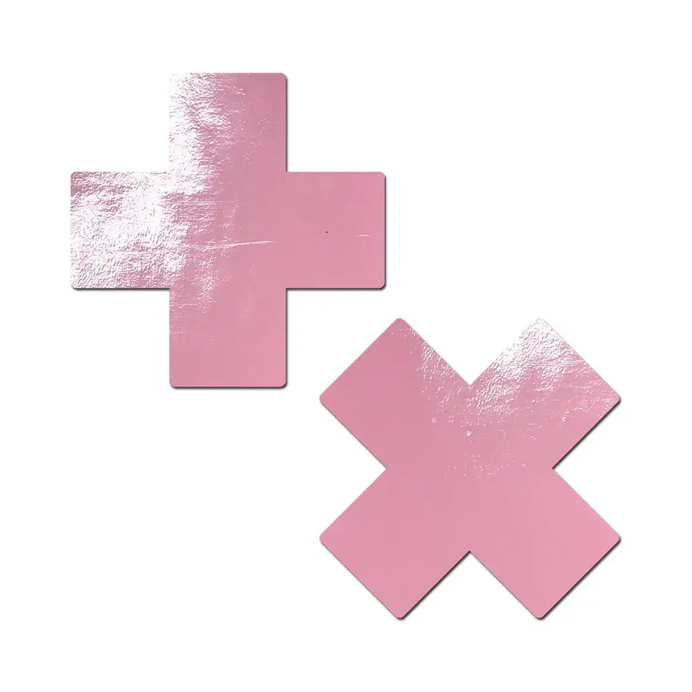 Pleather Pink Cross Nipple Pasties