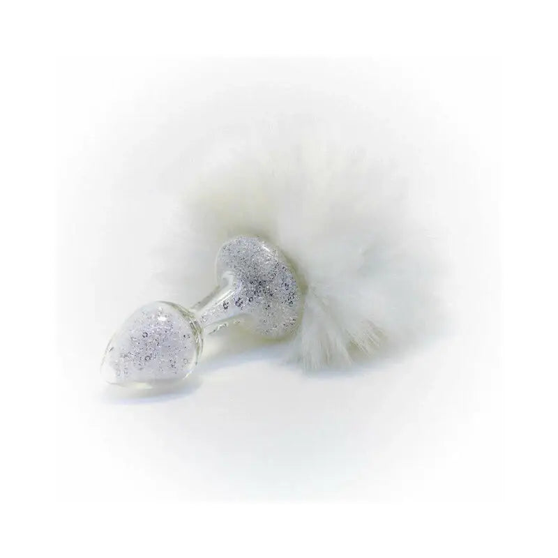 Crystal Delights Magnetic Sparkle Bunny Tail Plug - Glass Butt with Removable White