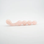 Elegance Knotted Rose Quartz Dildo / 10’’ Curved Bulbous,Ribbed Double End