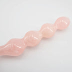 Elegance Knotted Rose Quartz Dildo / 10’’ Curved Bulbous,Ribbed Double End