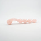 Elegance Knotted Rose Quartz Dildo / 10’’ Curved Bulbous,Ribbed Double End