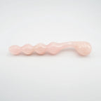 Elegance Knotted Rose Quartz Dildo / 10’’ Curved Bulbous,Ribbed Double End