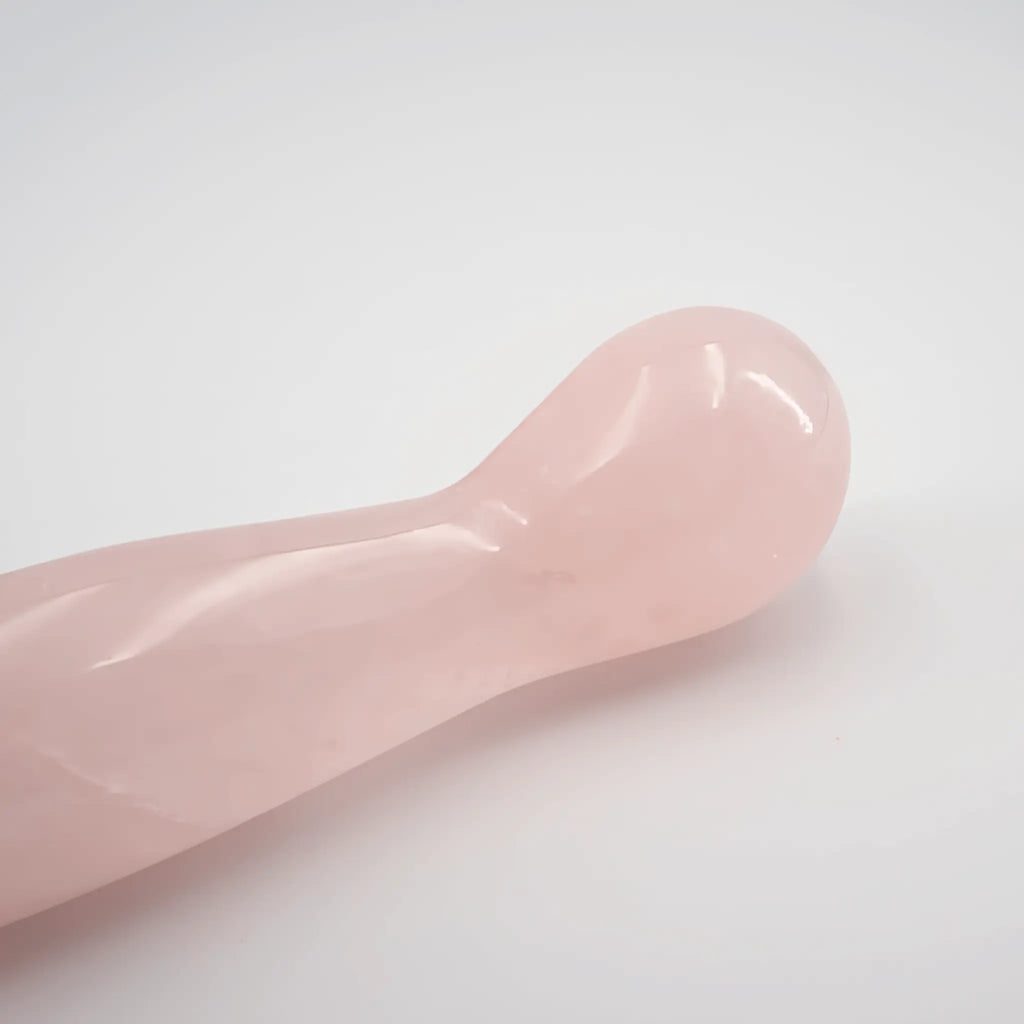 Solace Rose Quartz Wand / 7’’ Curved Double End Bulbous Tapered